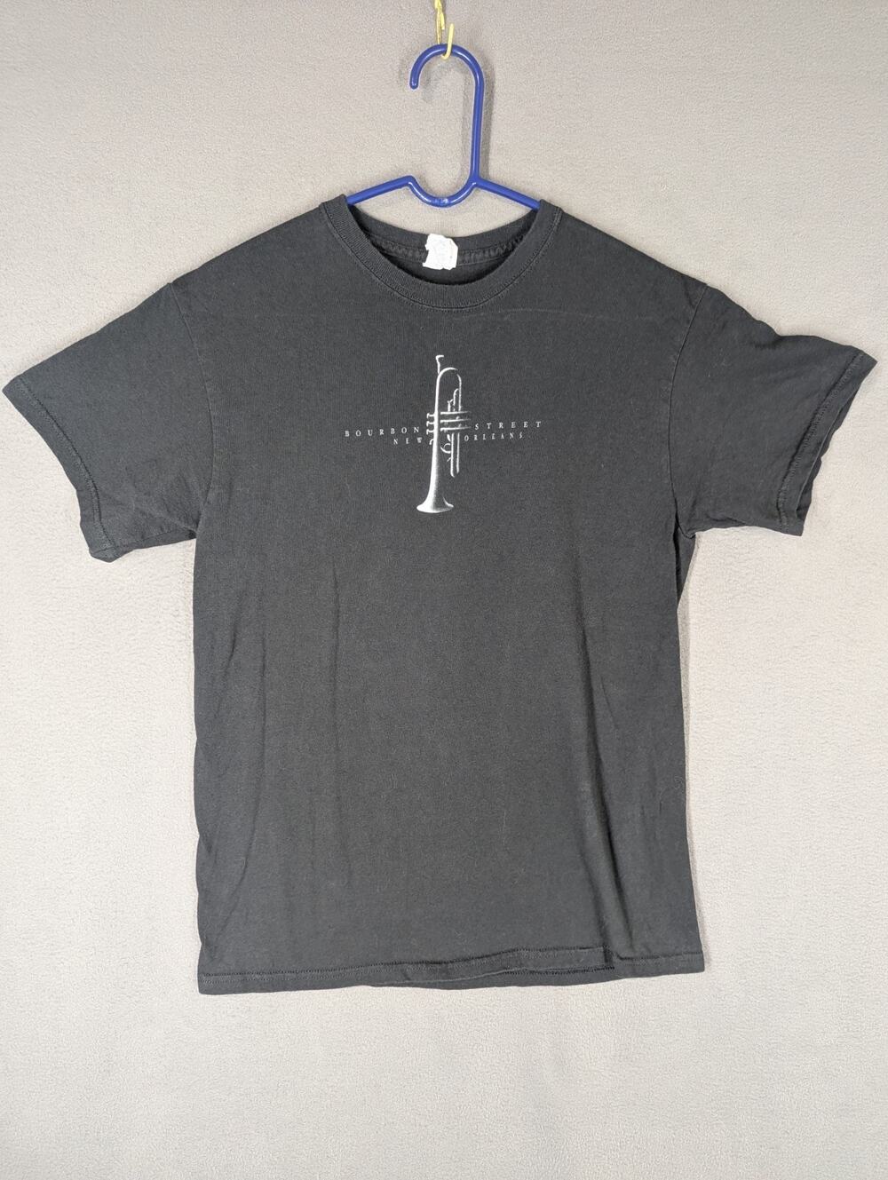 Bourbon Street New Orleans Mens Medium Black Trumpet Delta Magnum Weight Vintage